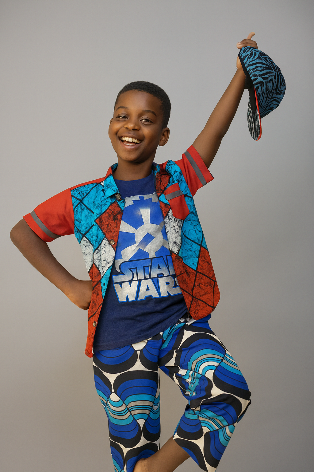 BLUE BAMIDELE 3/4 ANKARA SHORTS OMABSH100