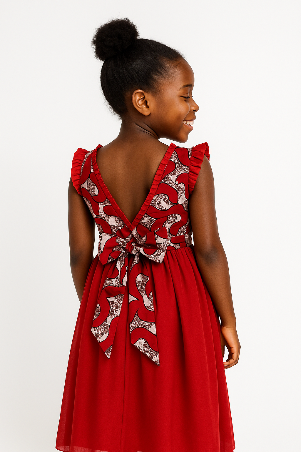 RED CARO OMA CHIFFON MIX DRESS- MN322RED