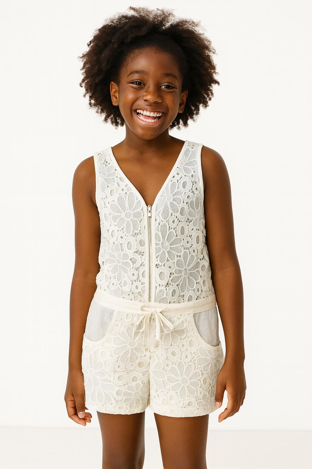 IVORY LACE GIRLS PANTS SUIT A180IVY