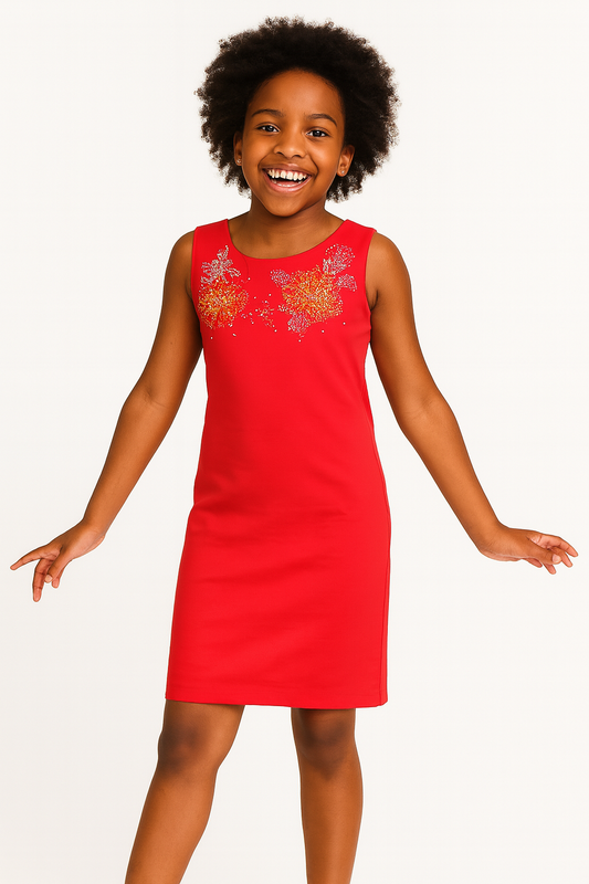 Crimson Red Sparkle Shift Dress A09RED