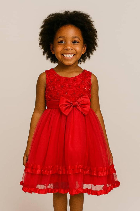 RED BOW DETAIL DRESS MS3301RD