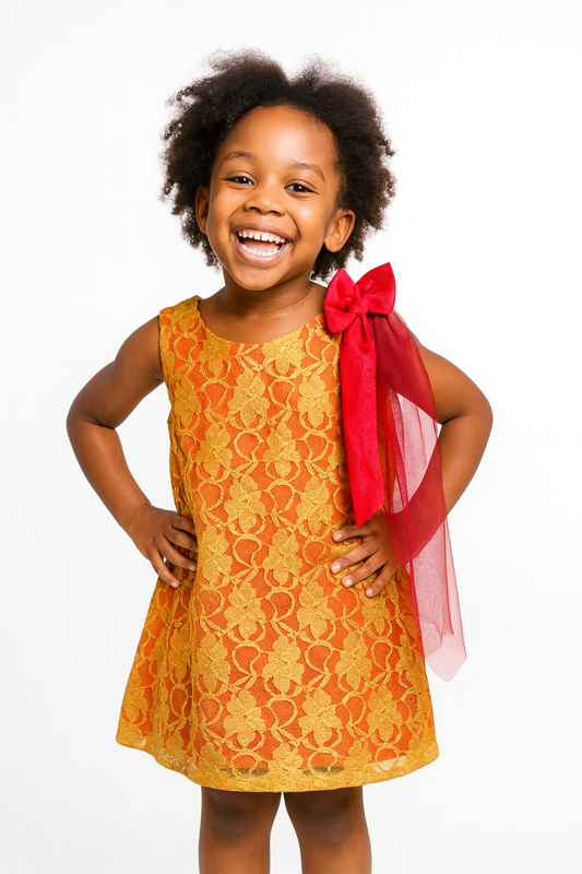 GOLDEN BLOOM BOW DRESS  A8317