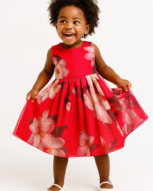 RED FLORAL ROYAL DRESS A200RDFL