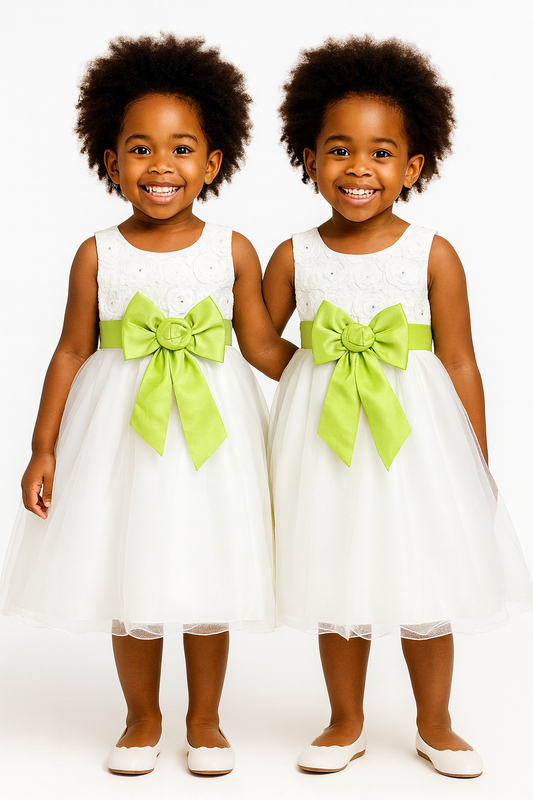 WHITE ROSE BALL GOWN/ GREEN