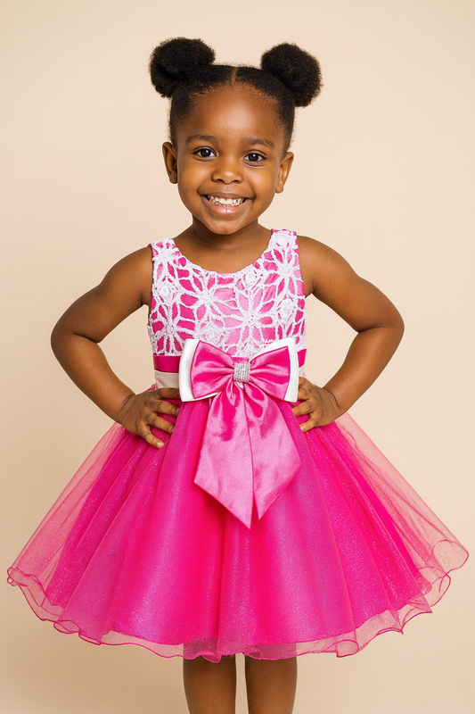 FUCHSIA PINK TISSUE PARTY DRESS SMS819FPNK