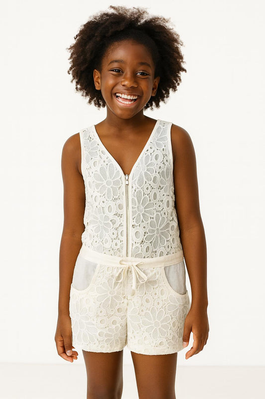 IVORY LACE GIRLS PANTS SUIT A180IVY