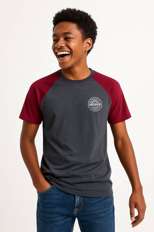 DARK GREY/BURGUNDY BROOKSVILLE T SHIRT BT204